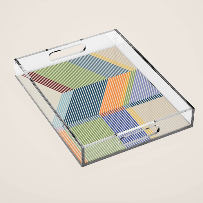 Linear Bauhaus Pattern 2 Acrylic Tray Gallery Image 1