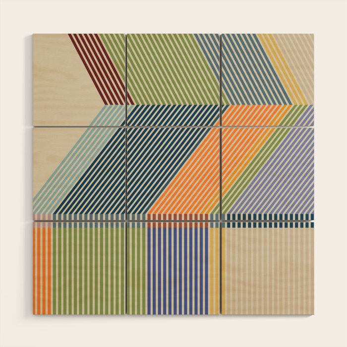 Linear Bauhaus Pattern 2 Wood Wall Art Gallery Image 1