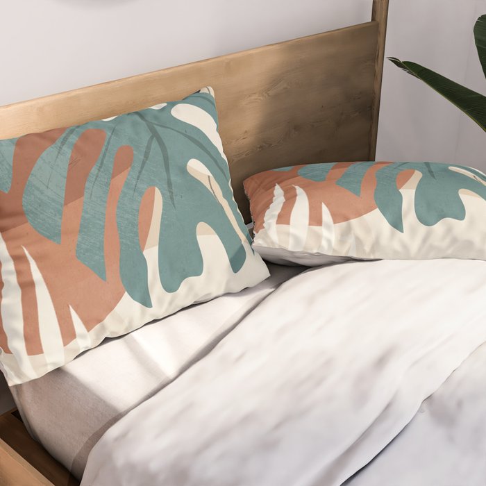 Abstract Art Tropical Leaves  Pillow Sham Gallery Image 2
