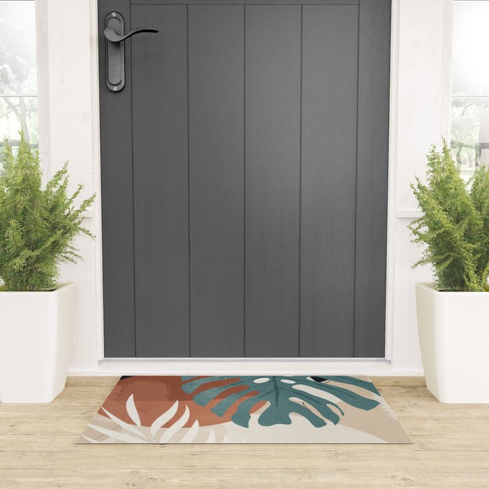 Abstract Art Tropical Leaves  Welcome Mat Gallery Image 3