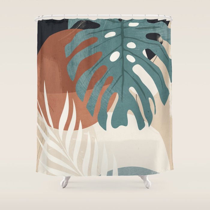 Abstract Art Tropical Leaves  Shower Curtain Gallery Image 1