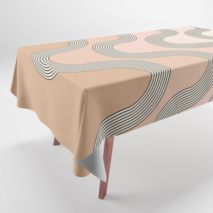 Mid Century Waves - Blush Pink Tablecloth Gallery Image 1