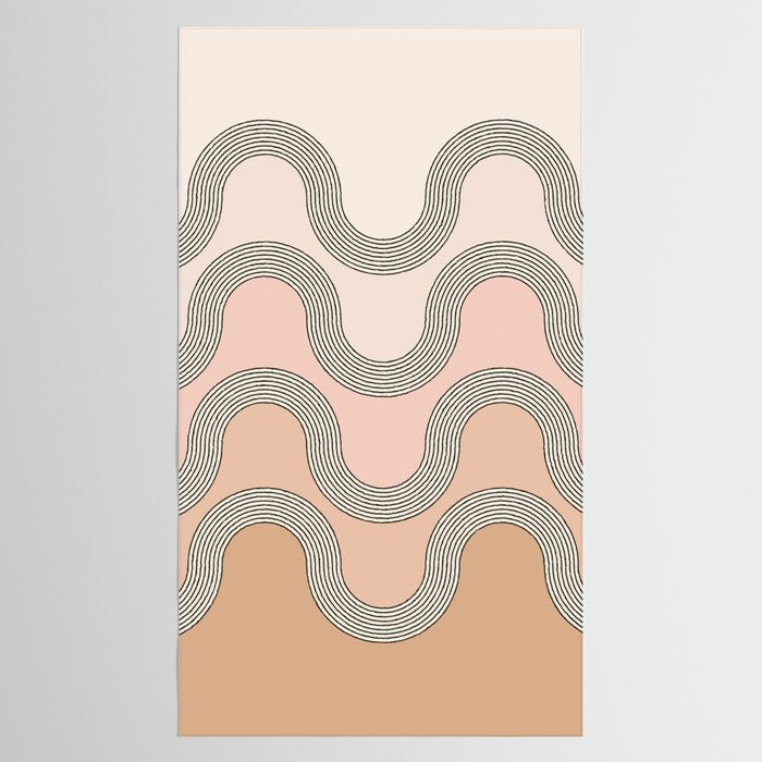Mid Century Waves - Blush Pink Tablecloth Gallery Image 2