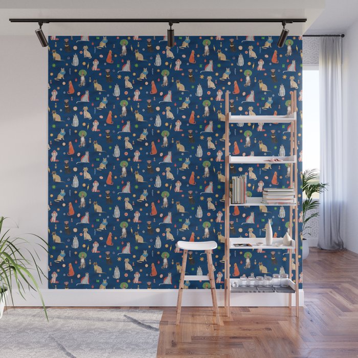 Cat Queens (Blue) Wall Mural Gallery Image 1