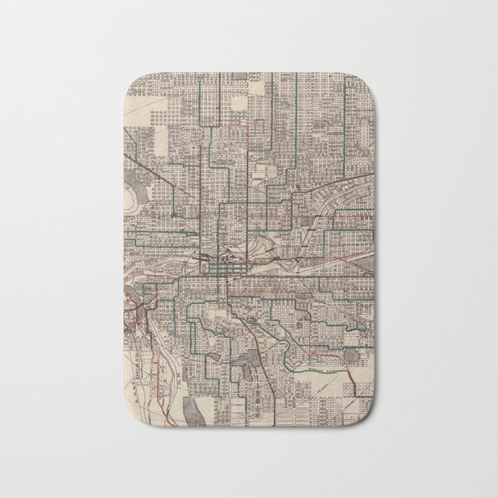 Old Spokane WA Map (1924) The Lilac City Washington State Vintage Atlas Bath Mat Gallery Image 1
