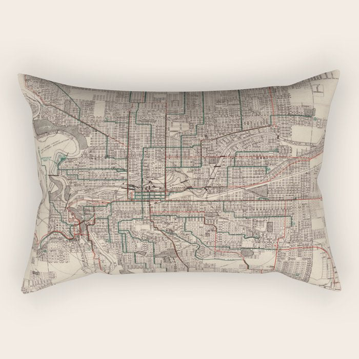 Old Spokane WA Map (1924) The Lilac City Washington State Vintage Atlas Rectangular Pillow Gallery Image 1