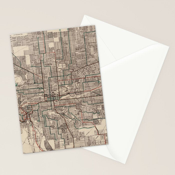 Old Spokane WA Map (1924) The Lilac City Washington State Vintage Atlas Stationery Card Gallery Image 2
