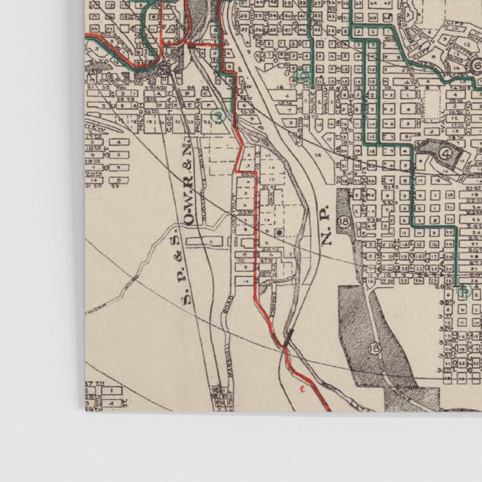 Old Spokane WA Map (1924) The Lilac City Washington State Vintage Atlas Poster Gallery Image 3