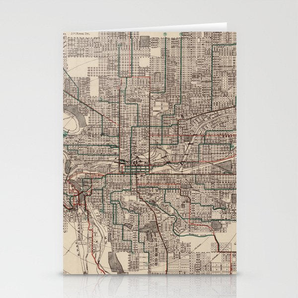 Old Spokane WA Map (1924) The Lilac City Washington State Vintage Atlas Stationery Card Gallery Image 2