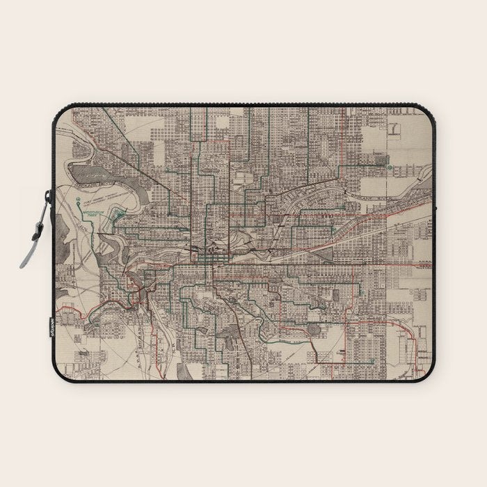 Old Spokane WA Map (1924) The Lilac City Washington State Vintage Atlas Laptop Sleeve Gallery Image 1