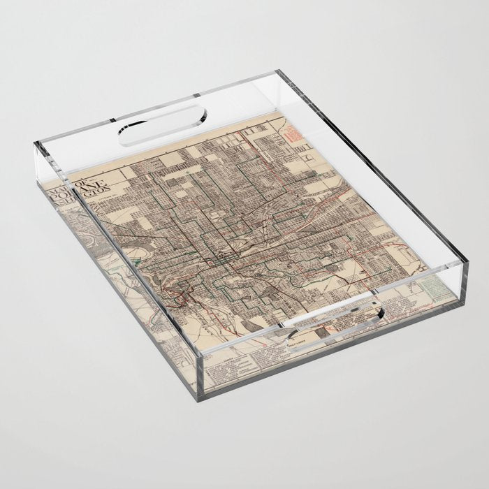 Old Spokane WA Map (1924) The Lilac City Washington State Vintage Atlas Acrylic Tray Gallery Image 1