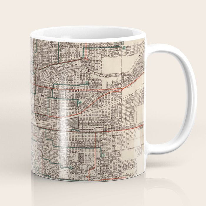 Old Spokane WA Map (1924) The Lilac City Washington State Vintage Atlas Coffee Mug Gallery Image 1