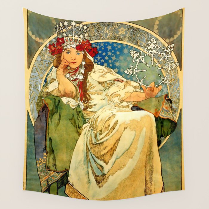 Alphonse Mucha  "Princess Hyacinth" Wall Tapestry Gallery Image 4