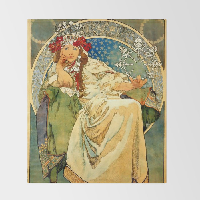 Alphonse Mucha  "Princess Hyacinth" Throw Blanket Gallery Image 2
