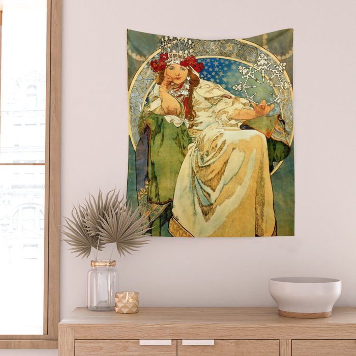 Alphonse Mucha  "Princess Hyacinth" Wall Tapestry Gallery Image 2