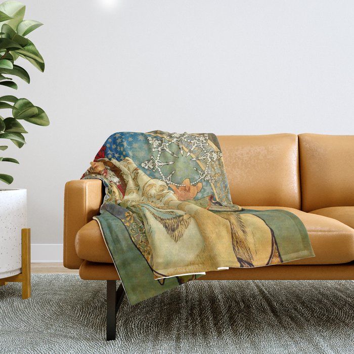Alphonse Mucha  "Princess Hyacinth" Throw Blanket Gallery Image 1