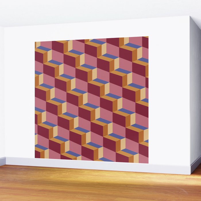 Cuboid Geometric Abstract Shapes Pattern XVIII Wall Mural Gallery Image 2