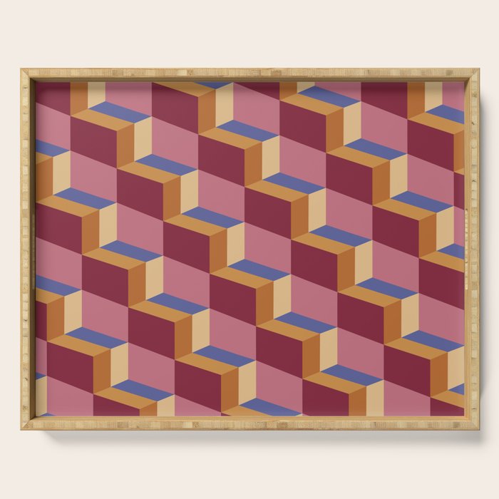 Cuboid Geometric Abstract Shapes Pattern XVIII Serving Tray Gallery Image 1