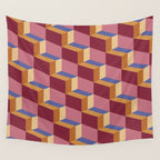Cuboid Geometric Abstract Shapes Pattern XVIII Wall Tapestry Gallery Image 4