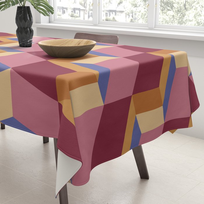 Cuboid Geometric Abstract Shapes Pattern XVIII Tablecloth Gallery Image 3