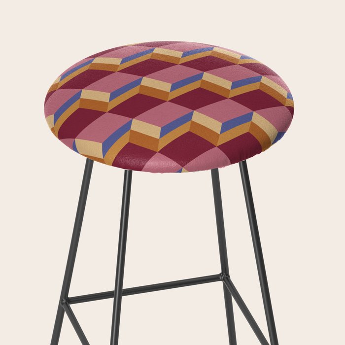 Cuboid Geometric Abstract Shapes Pattern XVIII Stool Gallery Image 2