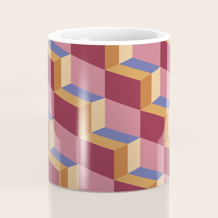 Cuboid Geometric Abstract Shapes Pattern XVIII Coffee Mug Gallery Image 4