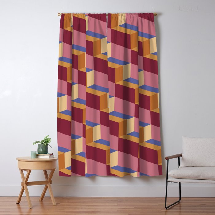 Cuboid Geometric Abstract Shapes Pattern XVIII Window Curtain Gallery Image 1