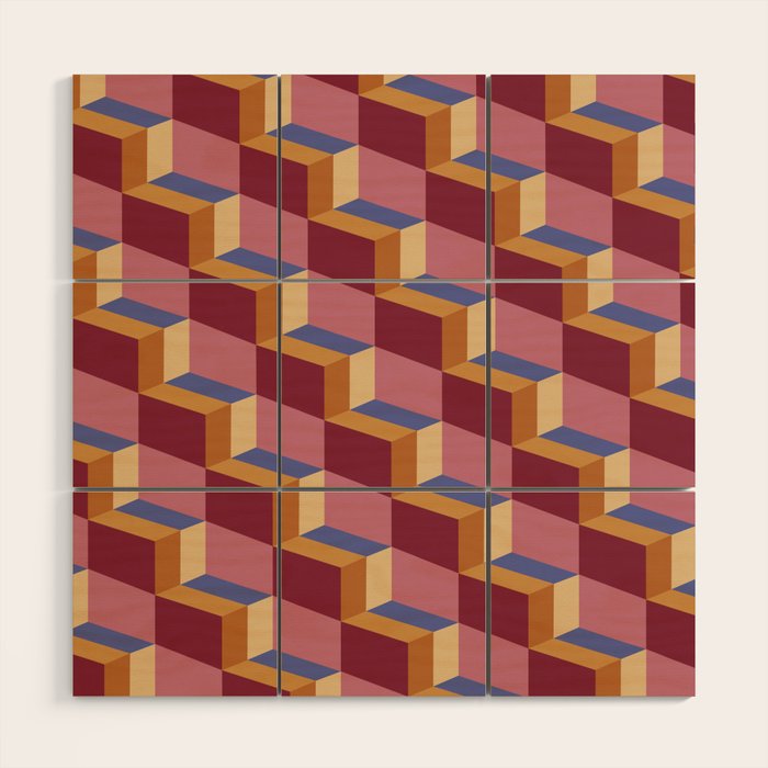 Cuboid Geometric Abstract Shapes Pattern XVIII Wood Wall Art Gallery Image 1