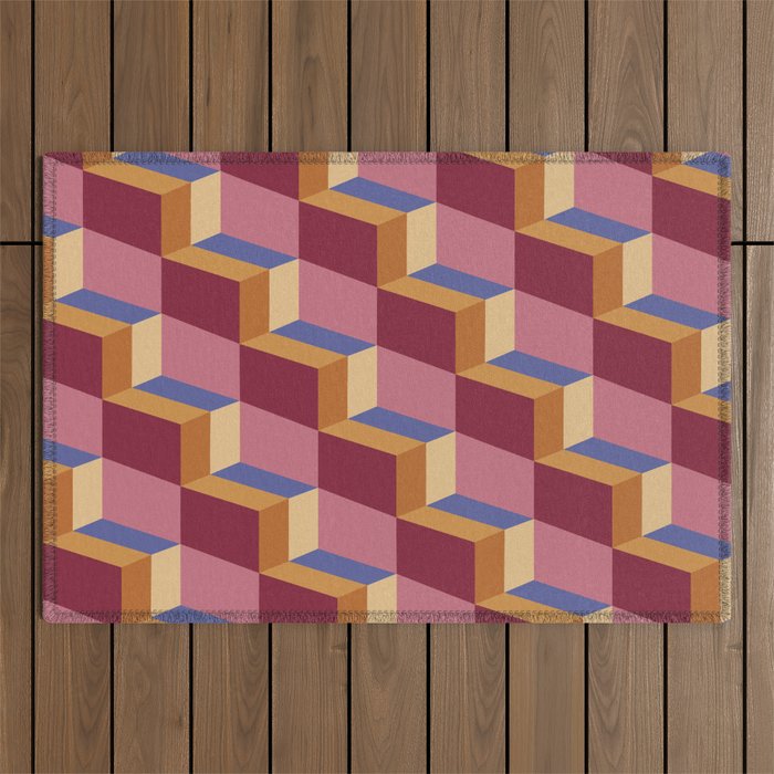 Cuboid Geometric Abstract Shapes Pattern XVIII Outdoor Rug Gallery Image 1