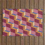 Cuboid Geometric Abstract Shapes Pattern XVIII Outdoor Rug Gallery Image 1