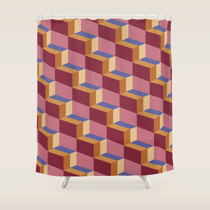 Cuboid Geometric Abstract Shapes Pattern XVIII Shower Curtain Gallery Image 1
