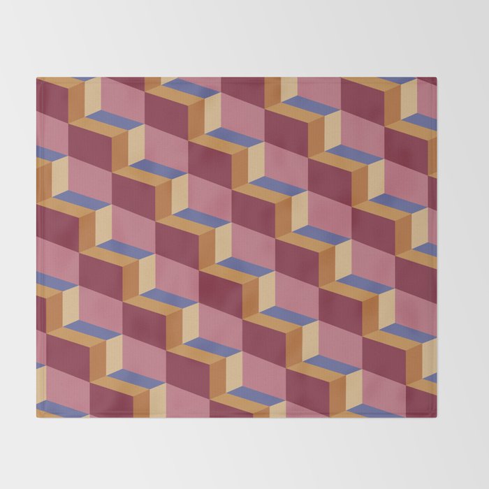 Cuboid Geometric Abstract Shapes Pattern XVIII Throw Blanket Gallery Image 2