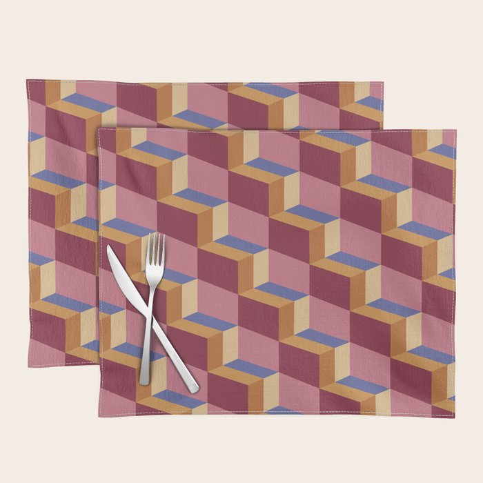 Cuboid Geometric Abstract Shapes Pattern XVIII Placemat Gallery Image 1