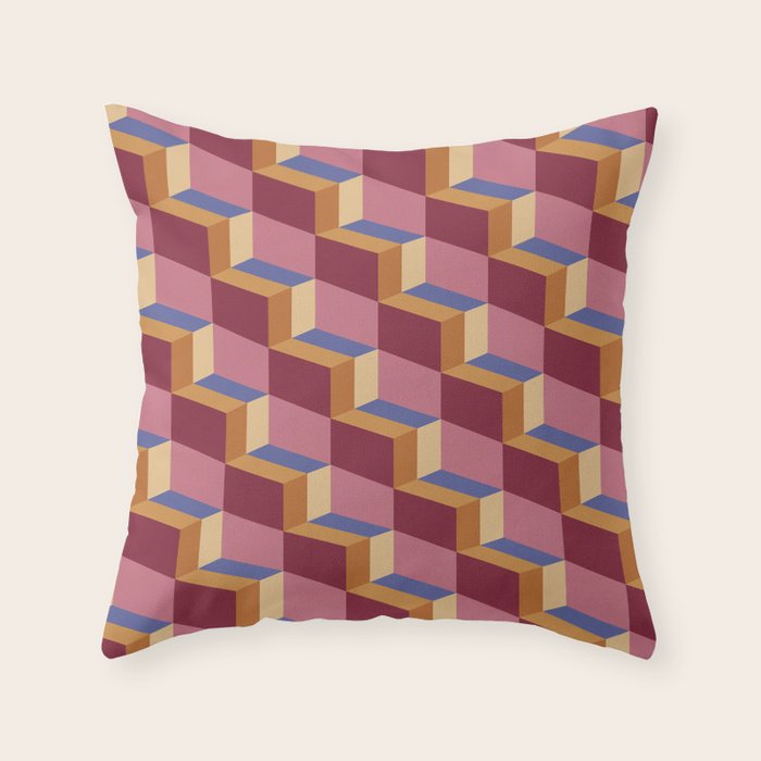 Cuboid Geometric Abstract Shapes Pattern XVIII Throw Pillow Gallery Image 6