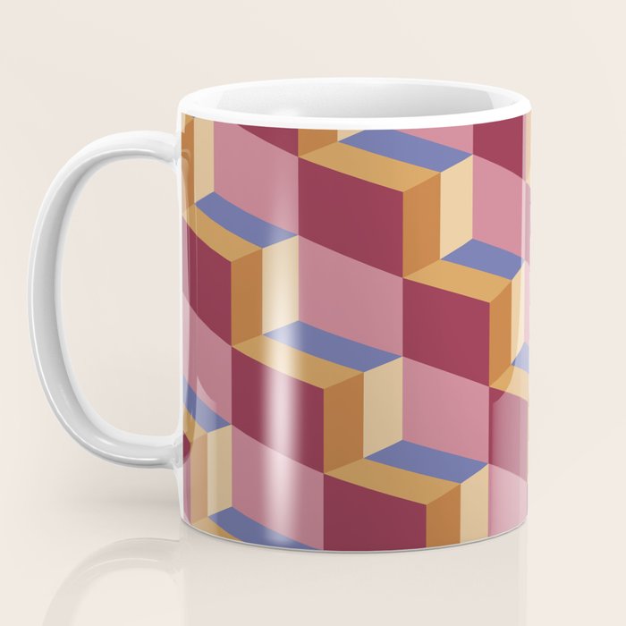 Cuboid Geometric Abstract Shapes Pattern XVIII Coffee Mug Gallery Image 3
