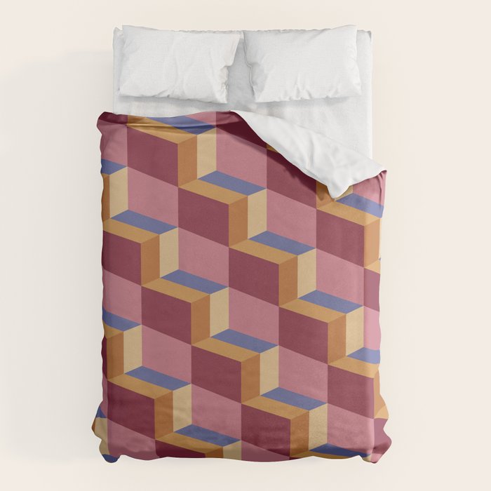 Cuboid Geometric Abstract Shapes Pattern XVIII Duvet Cover Gallery Image 6