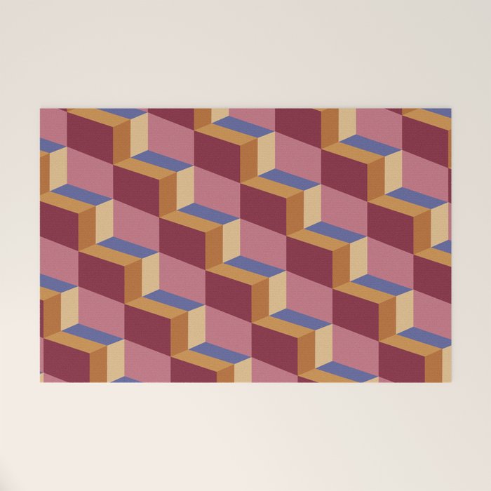 Cuboid Geometric Abstract Shapes Pattern XVIII Welcome Mat Gallery Image 1