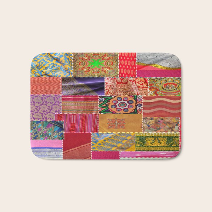 Boho Sari Patchwork Quilt Bath Mat Gallery Image 1