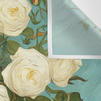 White Roses in Blue Vase Wall Tapestry Gallery Image 3
