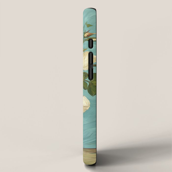 White Roses in Blue Vase iPhone Case Gallery Image 2