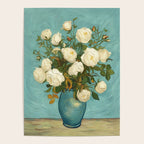White Roses in Blue Vase Poster Gallery Image 4