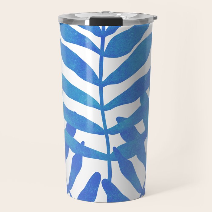 Blue Fern Leaf Travel Mug Gallery Image 1