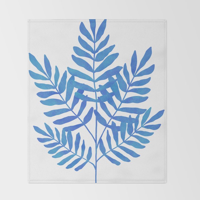 Blue Fern Leaf Throw Blanket Gallery Image 2