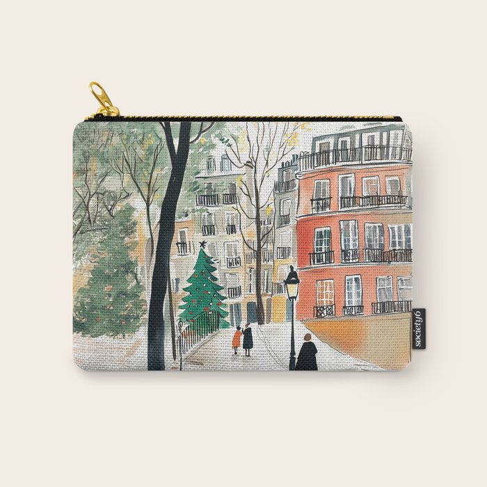 Parisian Christmas Street Scene Carry All Pouch Gallery Image 1