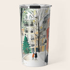Parisian Christmas Street Scene Travel Mug Gallery Image 1