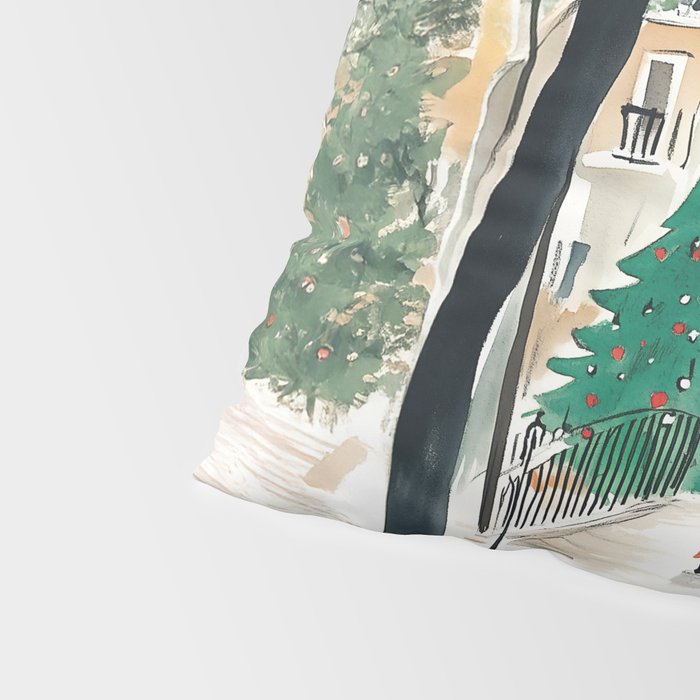 Parisian Christmas Street Scene Pillow Sham Gallery Image 4