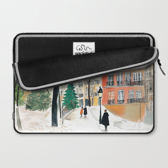 Parisian Christmas Street Scene Laptop Sleeve Gallery Image 2
