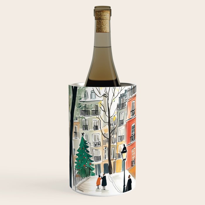 Parisian Christmas Street Scene Wine Chiller Gallery Image 1