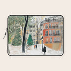 Parisian Christmas Street Scene Laptop Sleeve Gallery Image 1