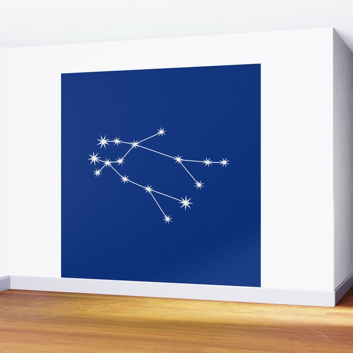 Gemini Zodiac Star Constellation Line Art Dark Blue Wall Mural Gallery Image 2